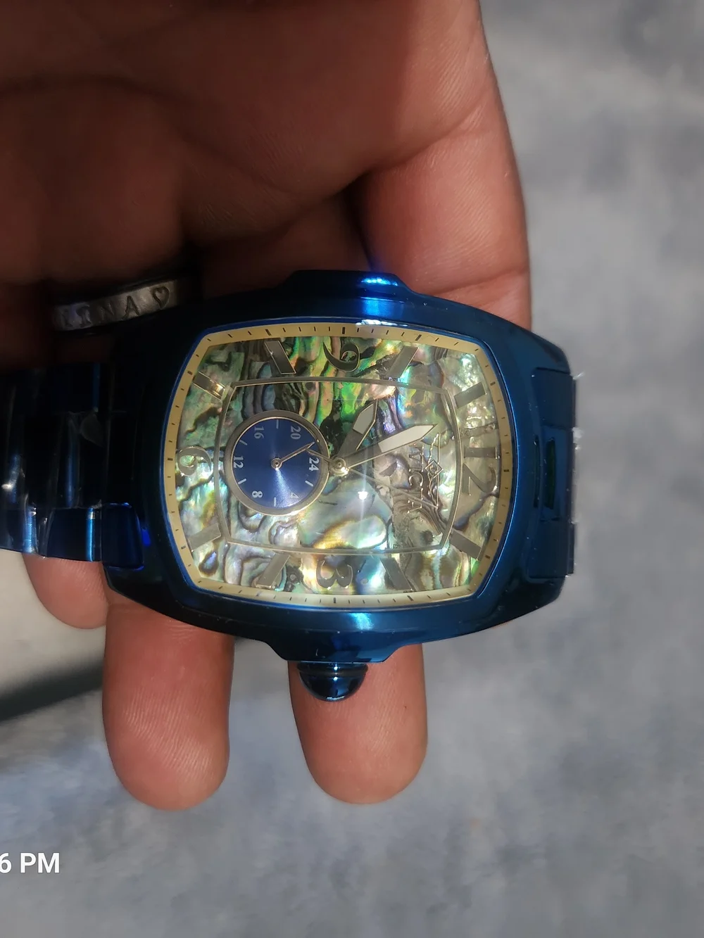 Invicta Blue Stainless Steel Watch with Iridescent Abalone Dial